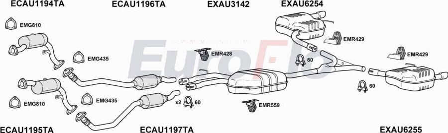 EuroFlo AUQ530 3001 - Система выпуска ОГ abcparts.ee