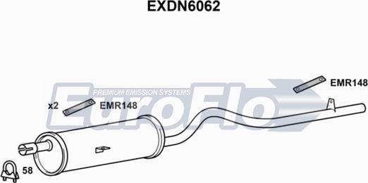EuroFlo EXDN6062 - Глушитель выхлопных газов, конечный abcparts.ee