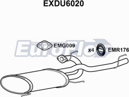 EuroFlo EXDU6020 - Глушитель выхлопных газов, конечный abcparts.ee