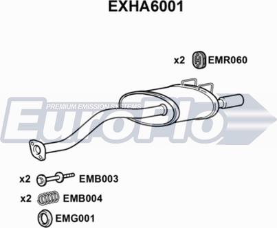 EuroFlo EXHA6001 - Глушитель выхлопных газов, конечный abcparts.ee