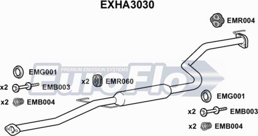 EuroFlo EXHA3030 - Средний глушитель выхлопных газов abcparts.ee