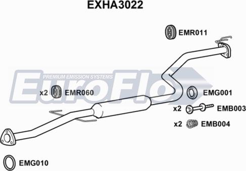EuroFlo EXHA3022 - Средний глушитель выхлопных газов abcparts.ee