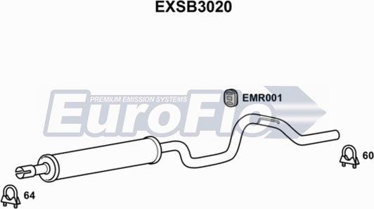 EuroFlo EXSB3020 - Средний глушитель выхлопных газов abcparts.ee