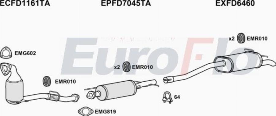 EuroFlo FDTRA22D 7055B - Система выпуска ОГ abcparts.ee