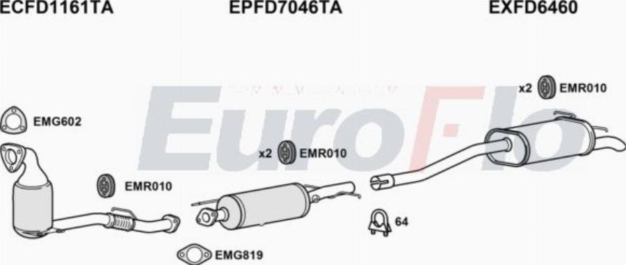 EuroFlo FDTRA22D 7055D - Система выпуска ОГ abcparts.ee