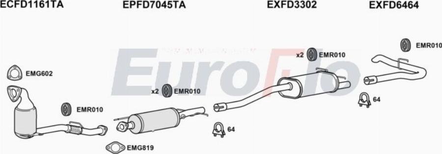 EuroFlo FDTRA22D 7055T - Система выпуска ОГ abcparts.ee