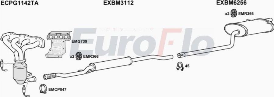 EuroFlo MIROA16 5001 - Система выпуска ОГ abcparts.ee