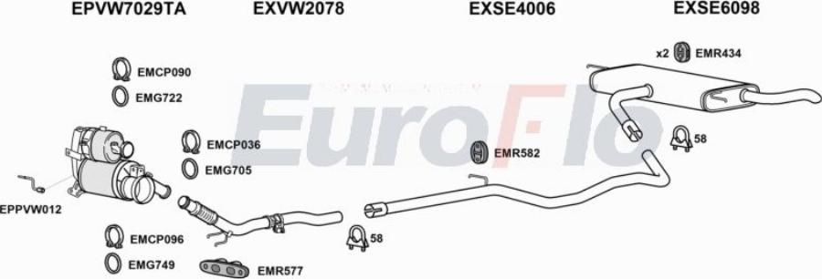 EuroFlo SELEO20D 3001B - Система выпуска ОГ abcparts.ee