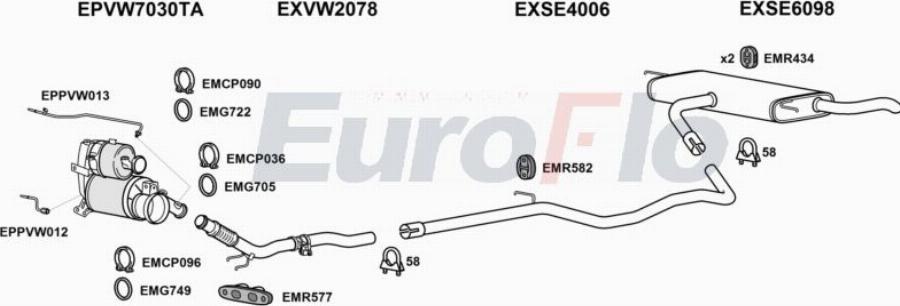 EuroFlo SELEO20D 3001F - Система выпуска ОГ abcparts.ee