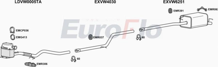 EuroFlo VWCAD20D 0702LHD - Система выпуска ОГ abcparts.ee