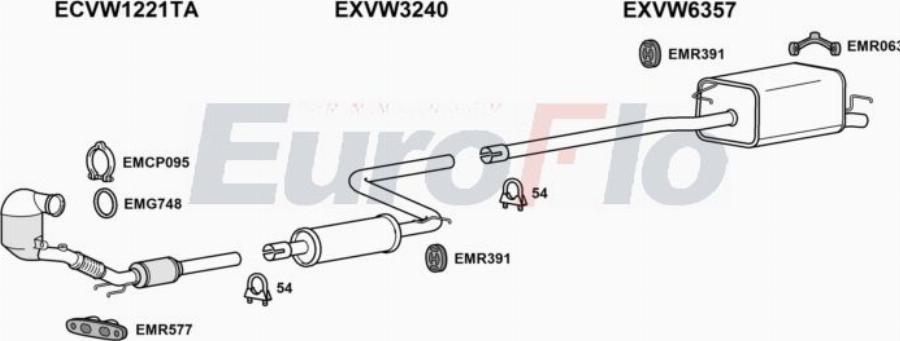 EuroFlo VWCADM14 6001 - Система выпуска ОГ abcparts.ee