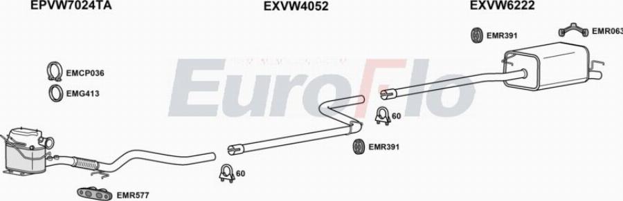EuroFlo VWCADM20D 7008 - Система выпуска ОГ abcparts.ee