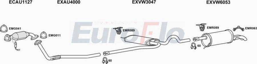 EuroFlo VWPAS18 3025A00 - Система выпуска ОГ abcparts.ee