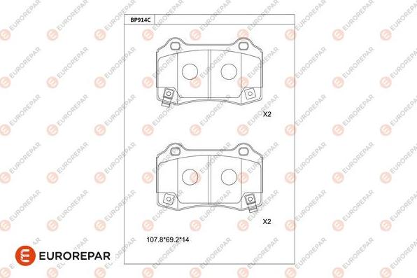 EUROREPAR 1681258980 - Тормозные колодки, дисковые, комплект abcparts.ee