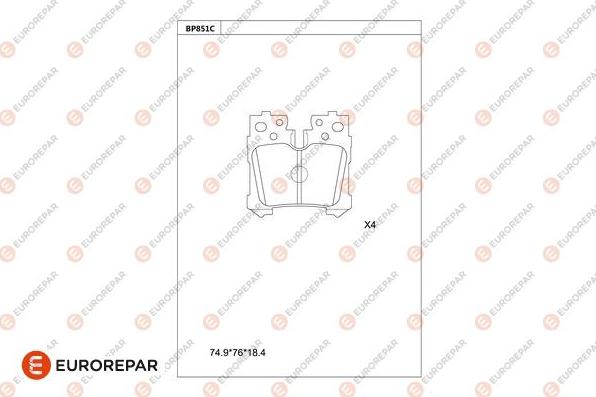 EUROREPAR 1681261480 - Тормозные колодки, дисковые, комплект abcparts.ee