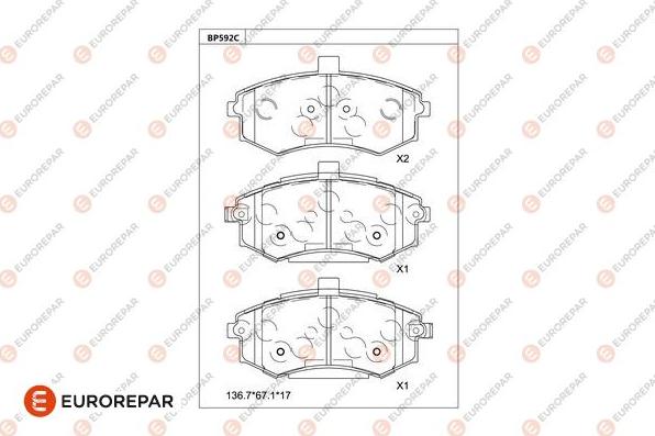 EUROREPAR 1681216480 - Тормозные колодки, дисковые, комплект abcparts.ee