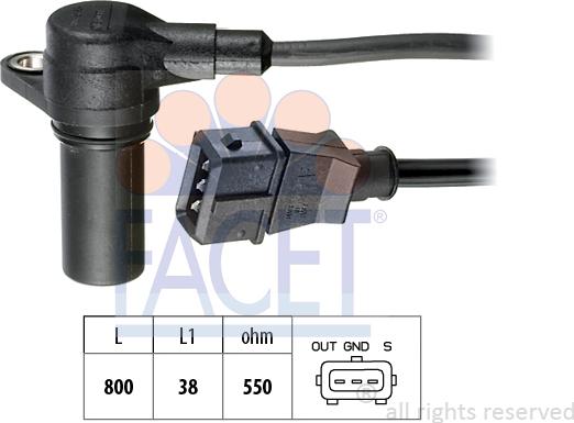 FACET 9.0181 - Датчик положения Коленвала, RPM abcparts.ee