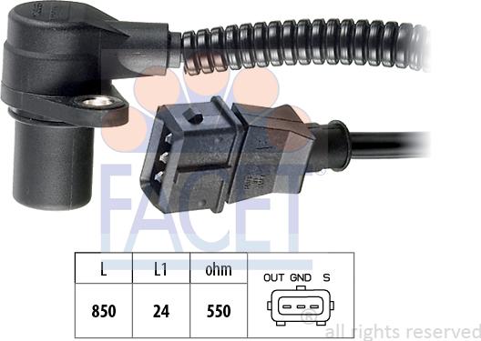 FACET 9.0252 - Датчик положения Коленвала, RPM abcparts.ee