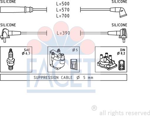 FACET 4.9436 - Комплект проводов зажигания abcparts.ee