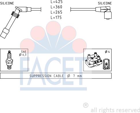 FACET 4.9531 - Комплект проводов зажигания abcparts.ee