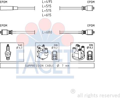 FACET 4.8511 - Комплект проводов зажигания abcparts.ee