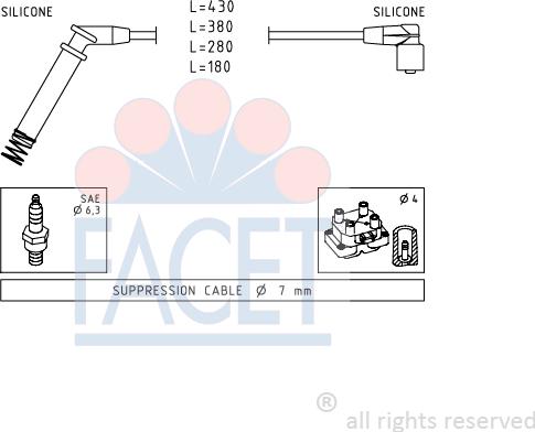 FACET 4.8634 - Комплект проводов зажигания abcparts.ee