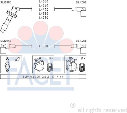 FACET 4.7064 - Комплект проводов зажигания abcparts.ee