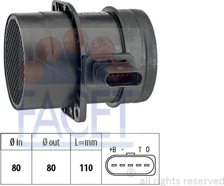 FACET 10.1357 - Датчик потока, массы воздуха abcparts.ee