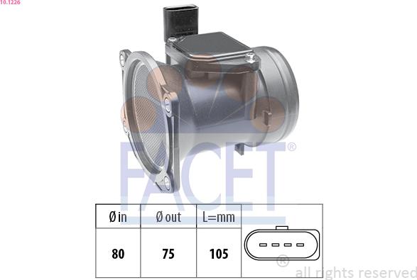 FACET 10.1226 - Датчик потока, массы воздуха abcparts.ee