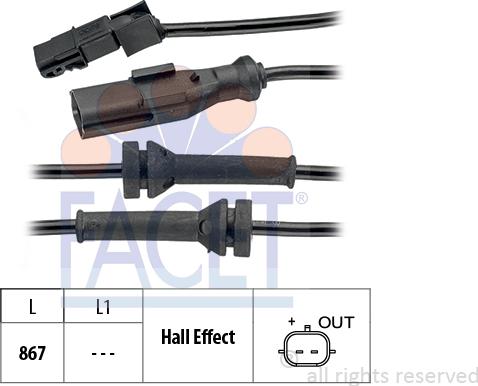 FACET 21.0053 - ABS датчик, частота вращения колеса abcparts.ee