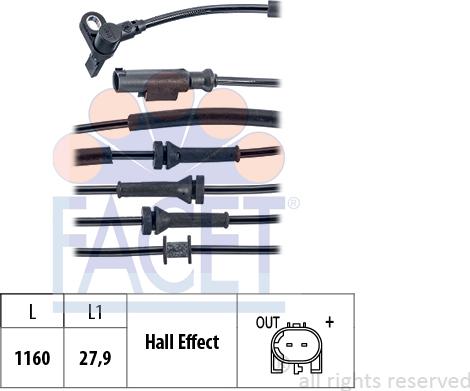 FACET 21.0161 - ABS датчик, частота вращения колеса abcparts.ee