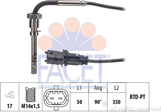 FACET 22.0092 - Датчик, температура выхлопных газов abcparts.ee