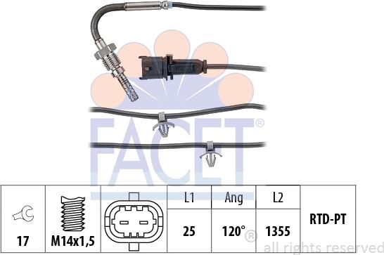 FACET 22.0230 - Датчик, температура выхлопных газов abcparts.ee