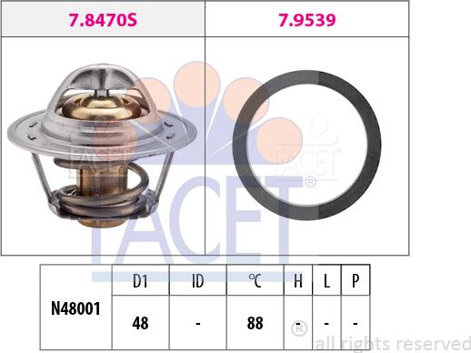 FACET 7.8470 - Термостат охлаждающей жидкости / корпус abcparts.ee
