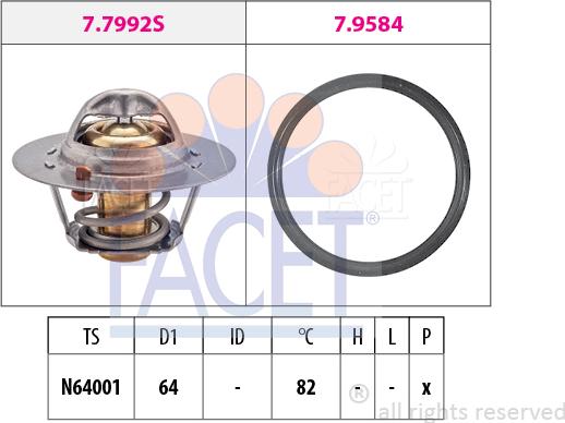 FACET 7.7992 - Термостат охлаждающей жидкости / корпус abcparts.ee