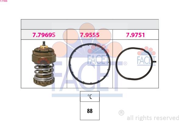 FACET 7.7988 - Термостат охлаждающей жидкости / корпус abcparts.ee
