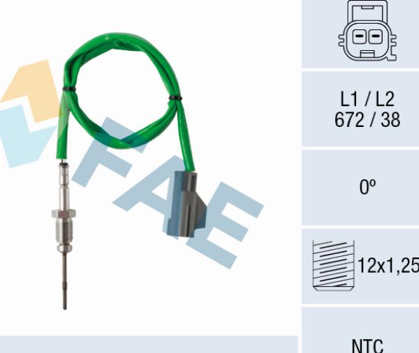 FAE 68627 - Датчик, температура выхлопных газов abcparts.ee