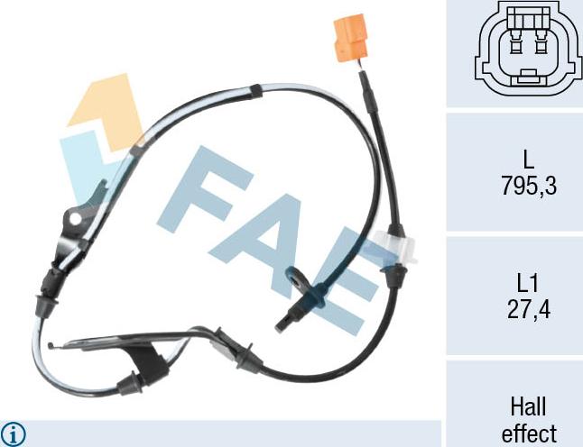 FAE 78406 - ABS датчик, частота вращения колеса abcparts.ee