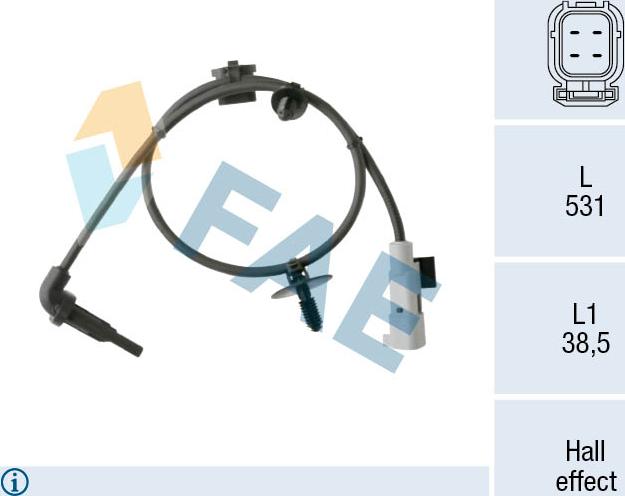 FAE 78551 - ABS датчик, частота вращения колеса abcparts.ee