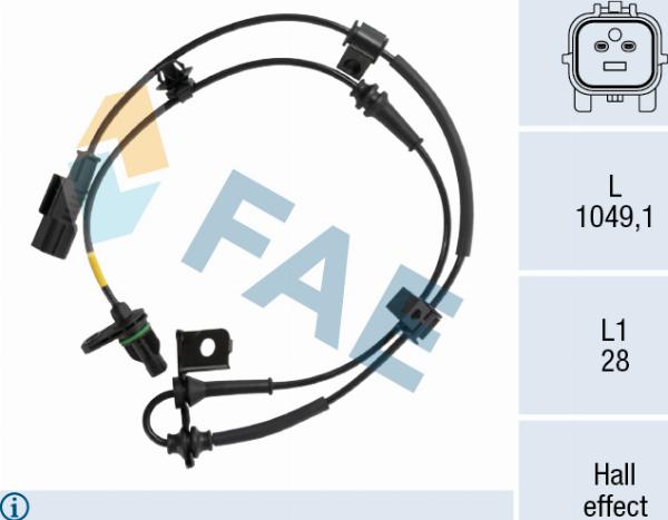 FAE 78758 - ABS датчик, частота вращения колеса abcparts.ee