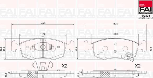 FAI AutoParts BP159 - Тормозные колодки, дисковые, комплект abcparts.ee