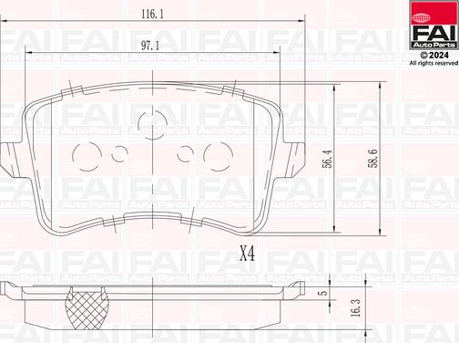 FAI AutoParts BP128 - Тормозные колодки, дисковые, комплект abcparts.ee