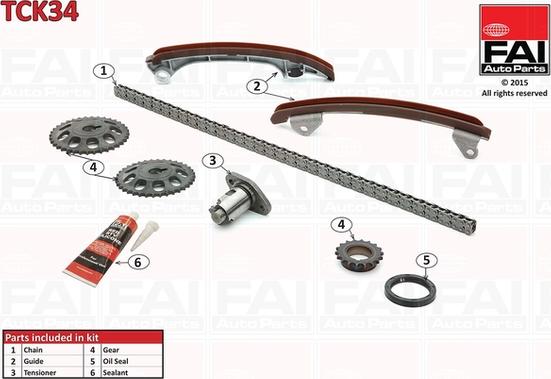 FAI AutoParts TCK34 - Комплект цепи привода распредвала abcparts.ee