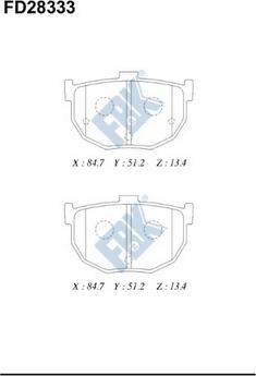 FBK FD28333 - Тормозные колодки, дисковые, комплект abcparts.ee
