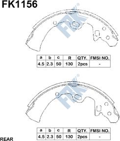 FBK FK1156 - Комплект тормозных колодок, барабанные abcparts.ee