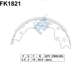 FBK FK1821 - Комплект тормозов, ручник, парковка abcparts.ee