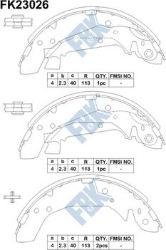 FBK FK23026 - Комплект тормозных колодок, барабанные abcparts.ee