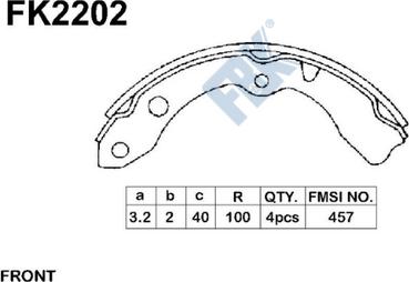 FBK FK2202 - Комплект тормозных колодок, барабанные abcparts.ee