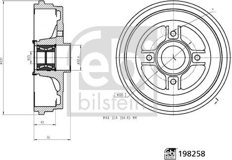 FEBI Bilstein 198258 - Тормозной барабан abcparts.ee