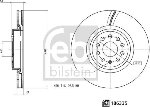 FEBI Bilstein 186335 - Тормозной диск abcparts.ee